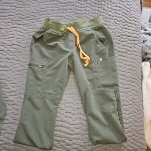 Figs Green Cargo Pants with Drawstring Waist